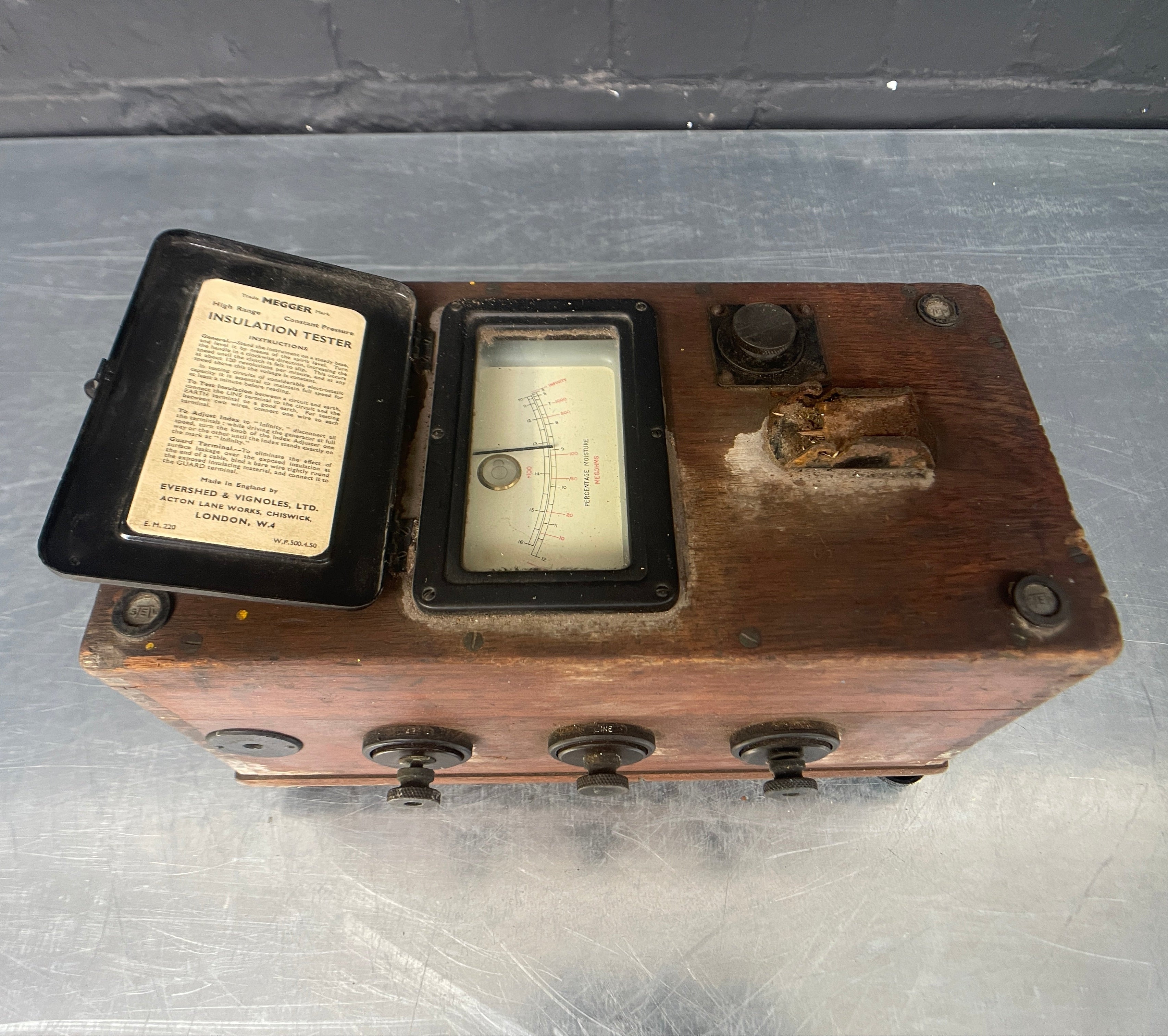 Industrial powerhouse props prop rental hire vintage tv movie film set dec Insulation Megger tester 1