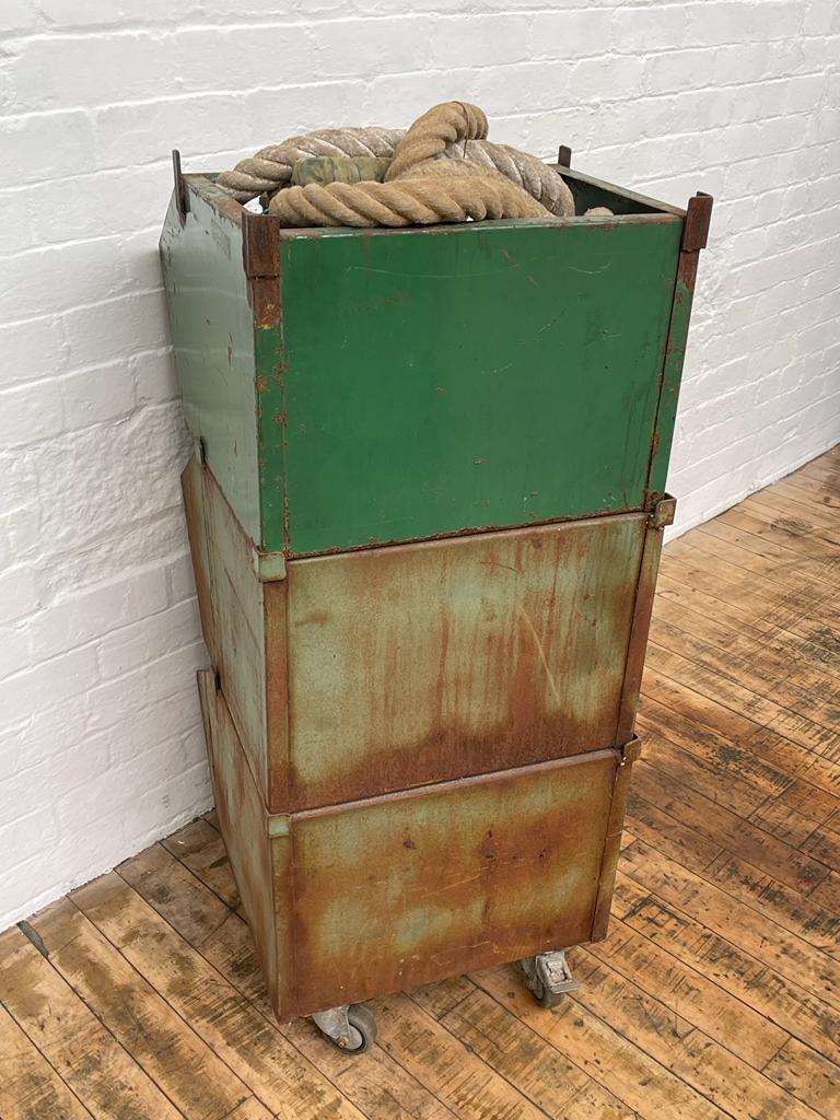Powerhouse Props industrial green tote bins tins tubs crates rental hire 1