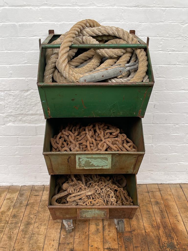 Powerhouse Props industrial green tote bins tins tubs crates rental hire 2