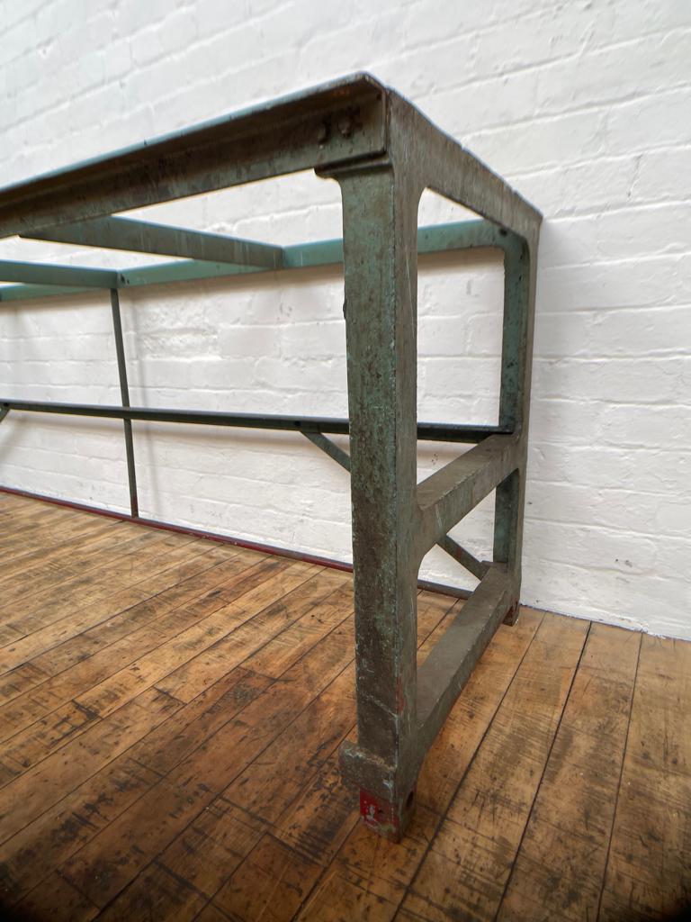 Powerhouse props industrial green table legs workbench rental hire 1