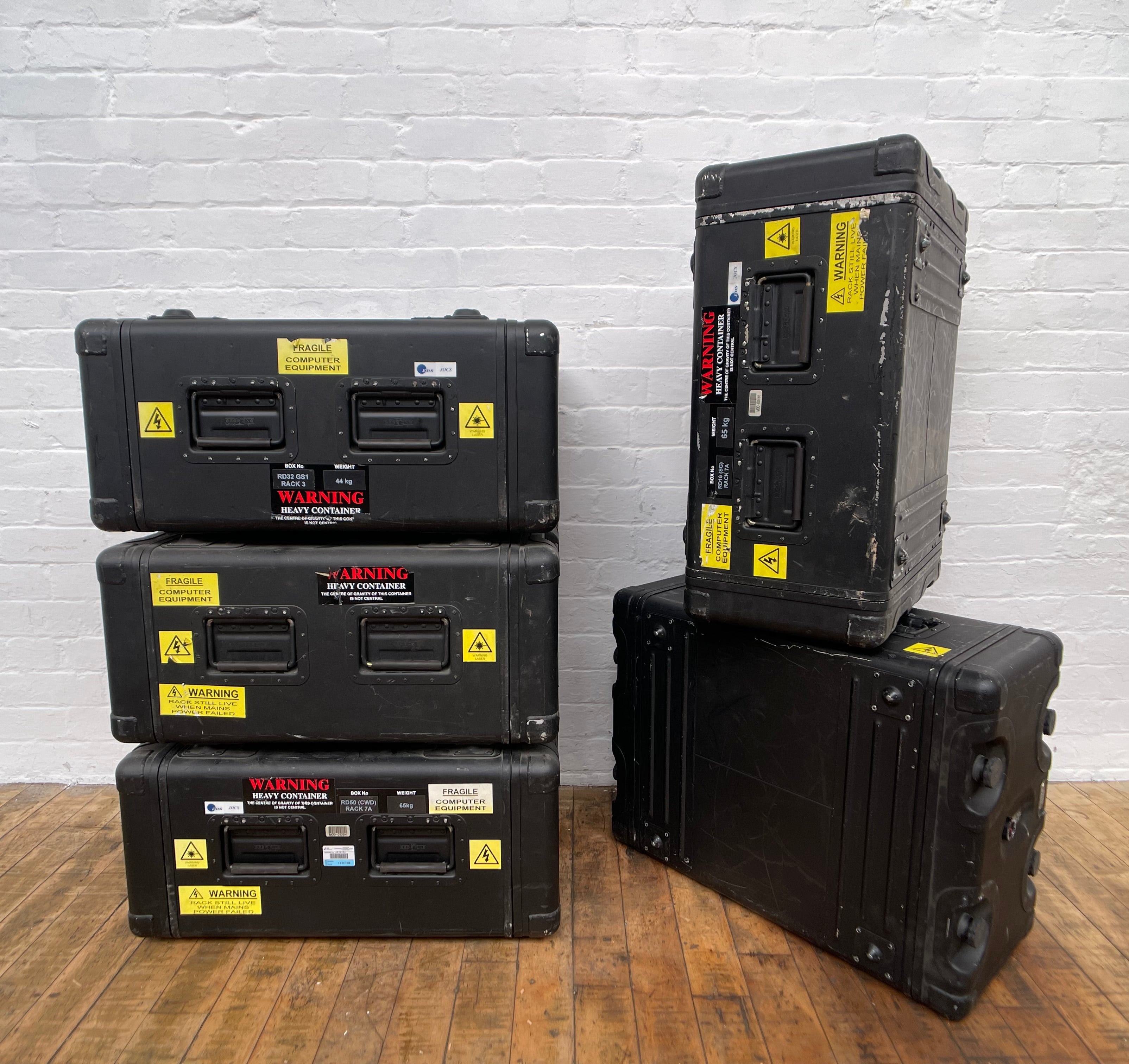 Powerhouse props industrial heavy duty black flightcases boxes large rental hire