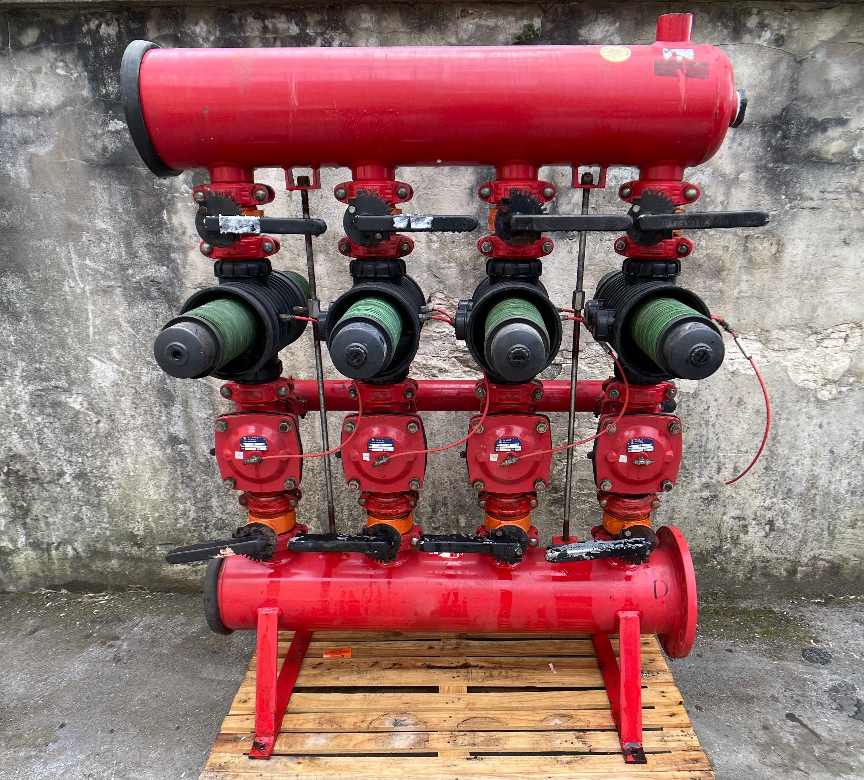 Powerhouse props industrial red sprinkler system unit machine