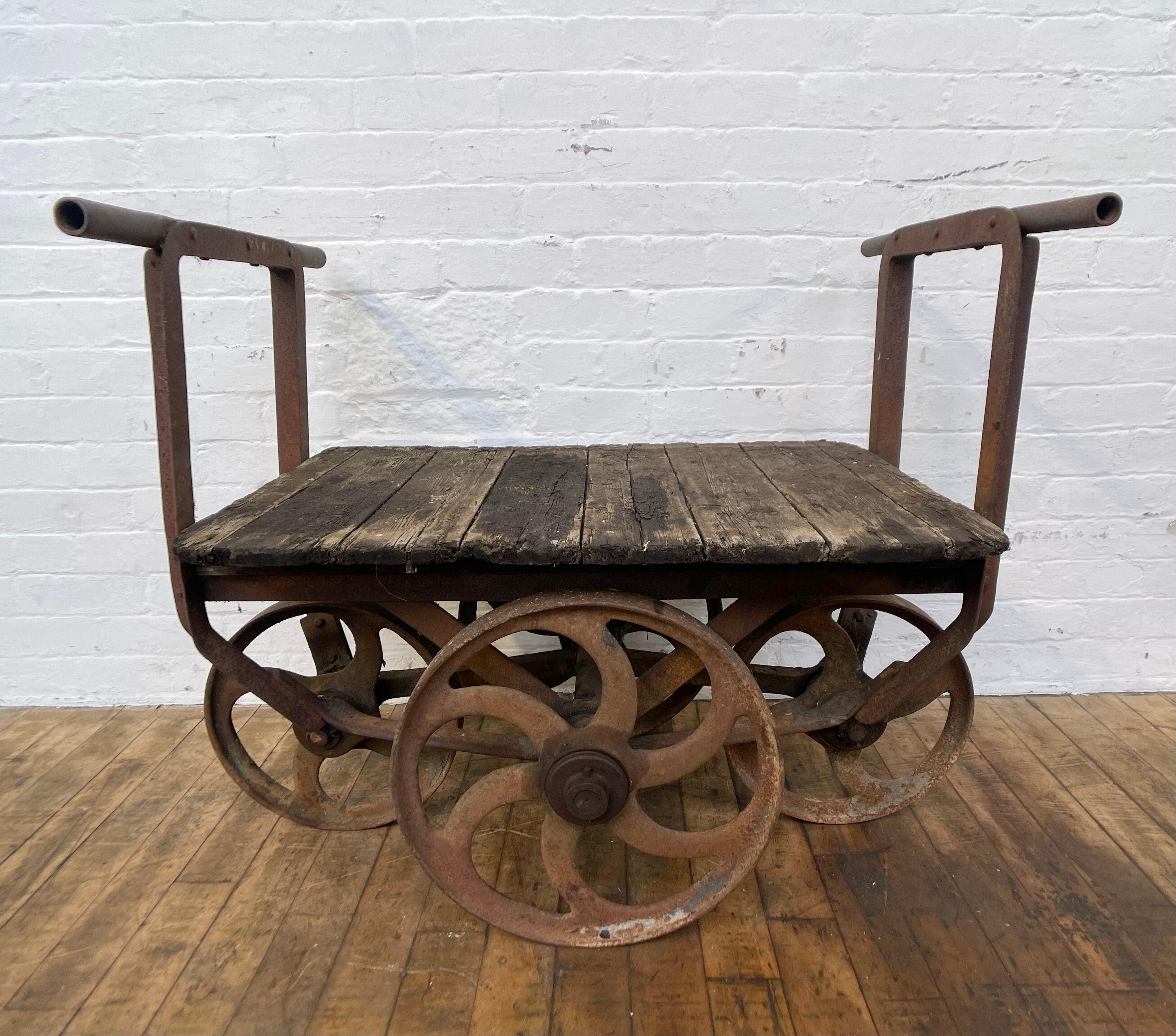 Powerhouse props prop hire rental industrial cast iron wheel trolley mill cart railway