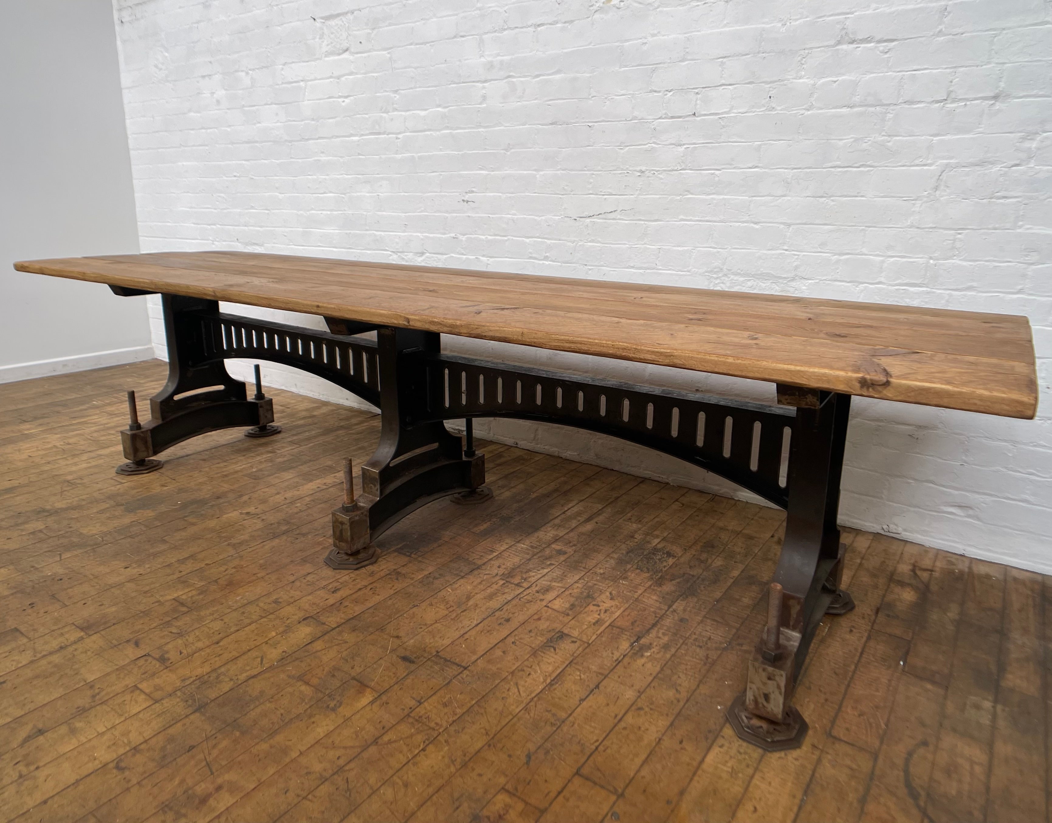 Powerhouse props vintage industrial victorian cast iron legs table large wood wooden top rental hire movie