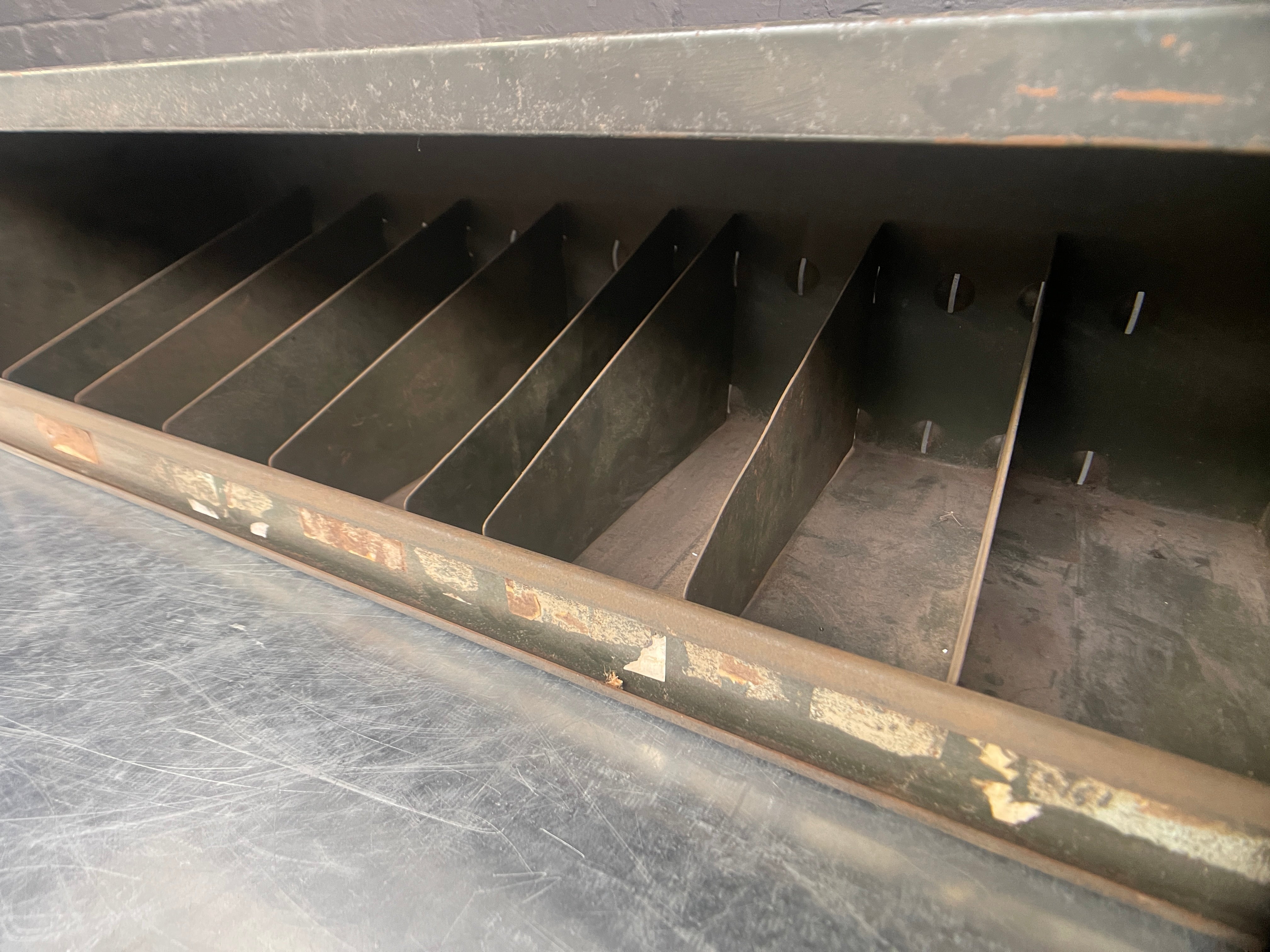 Industrial powerhouse props prop rental hire vintage tv movie film set dec pigeonholes metal steel storage