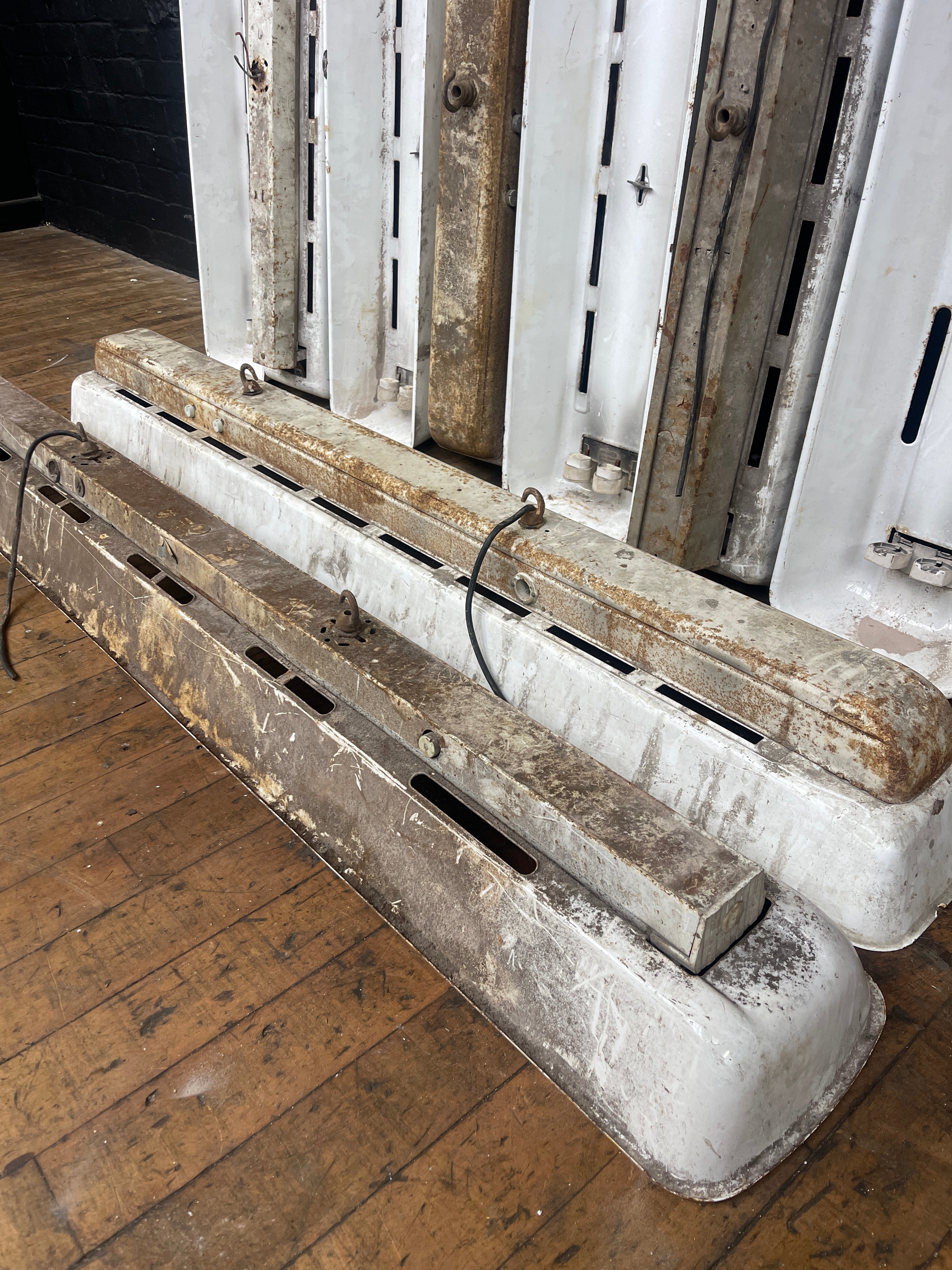 Industrial powerhouse props prop rental hire vintage tv movie film set dec steel strip light lighting lights 1