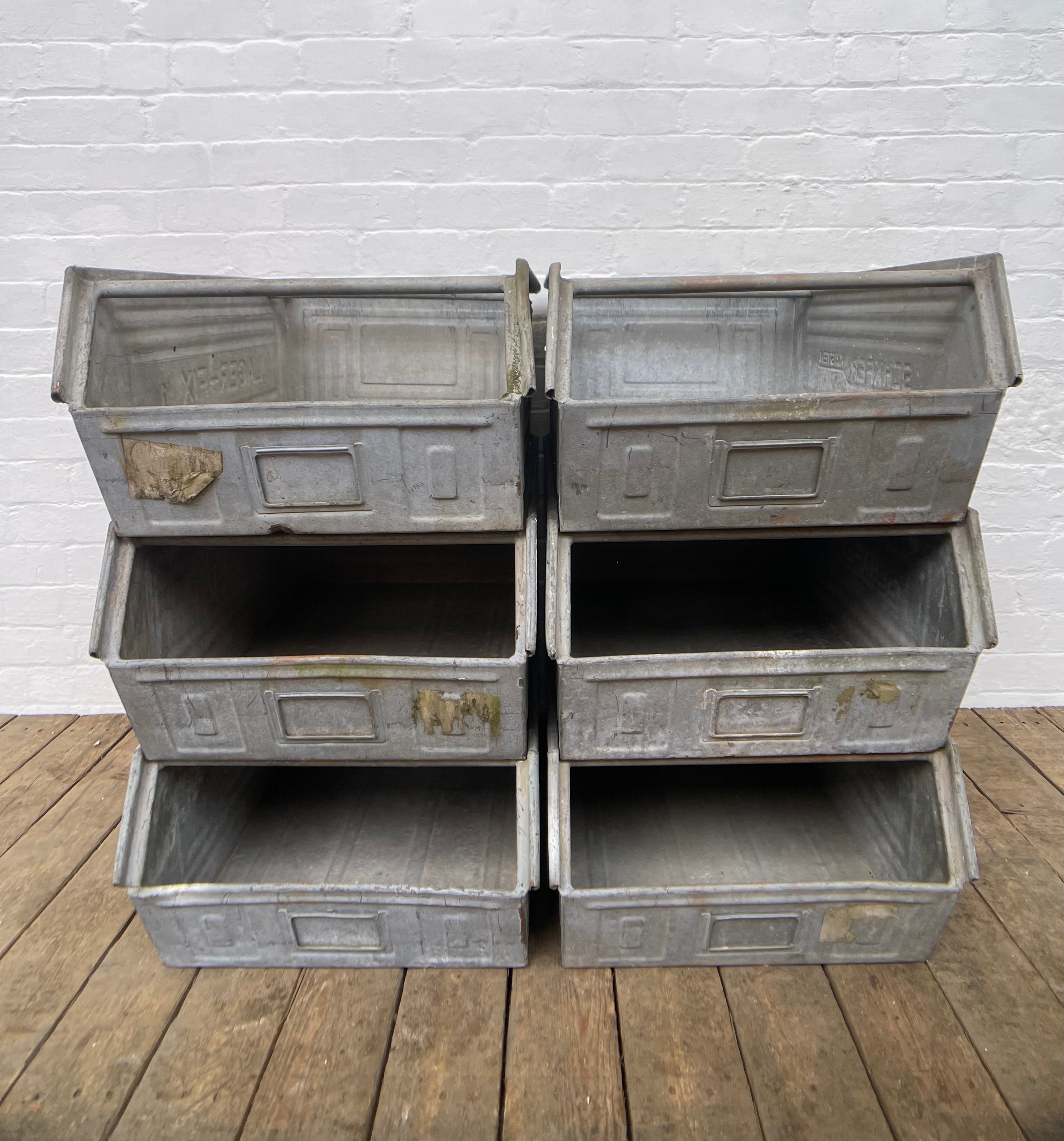 Powerhouse props industrial galvanised tins tote bins boxes trays rental hire
