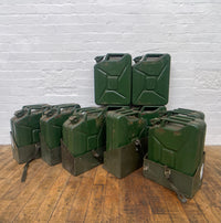 Powerhouse props industrial green NATO gerry can fuel container holders rental hire