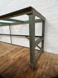 Powerhouse props industrial green table legs workbench rental hire 1