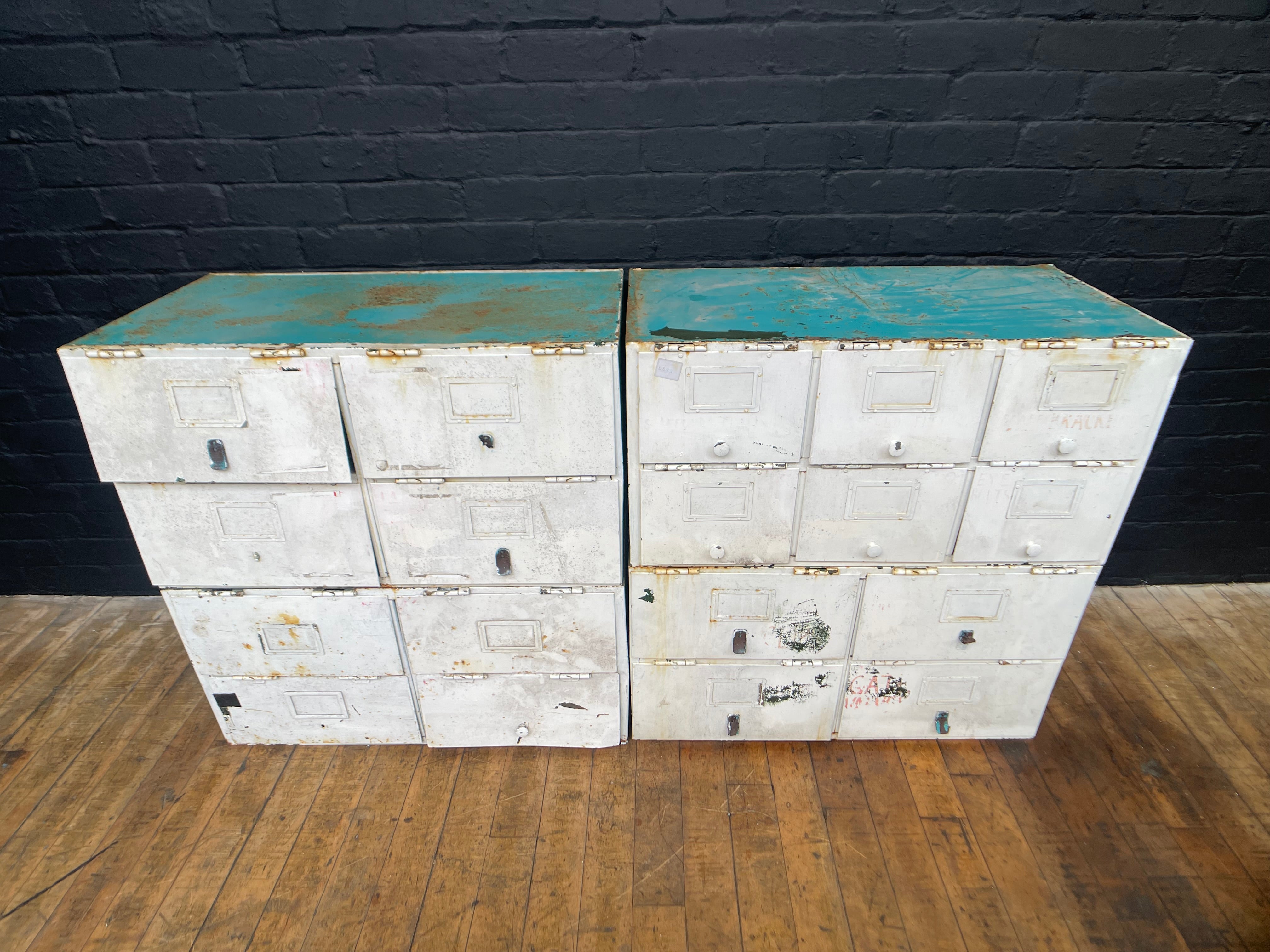 Powerhouse props vintage drawers cupboards cabinets white rental hire movie film 1