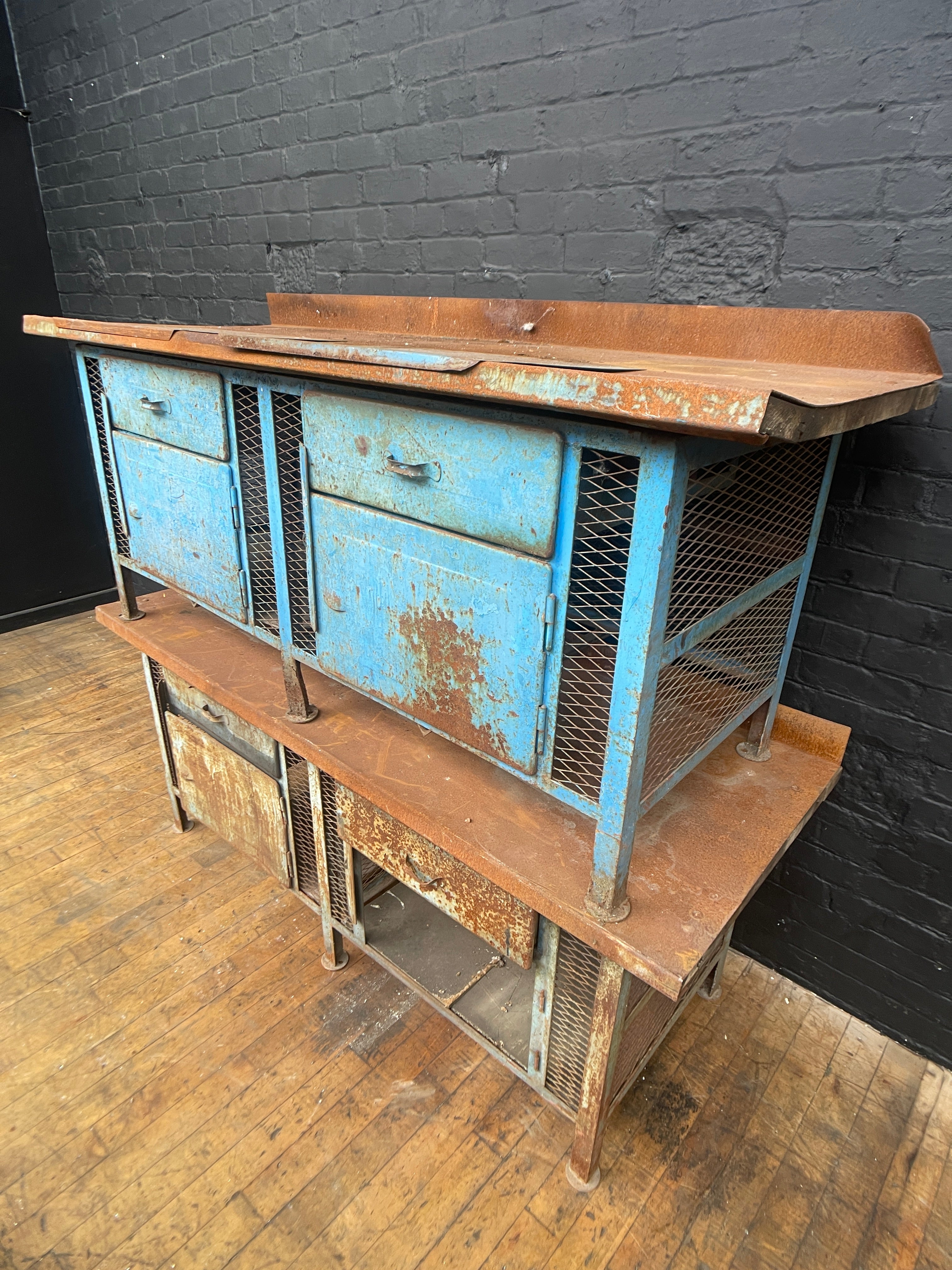 Powerhouse props vintage hire rental industrial workshop desk table drawers workbench prop