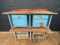 Powerhouse props vintage hire rental industrial workshop desk table drawers workbench prop 1