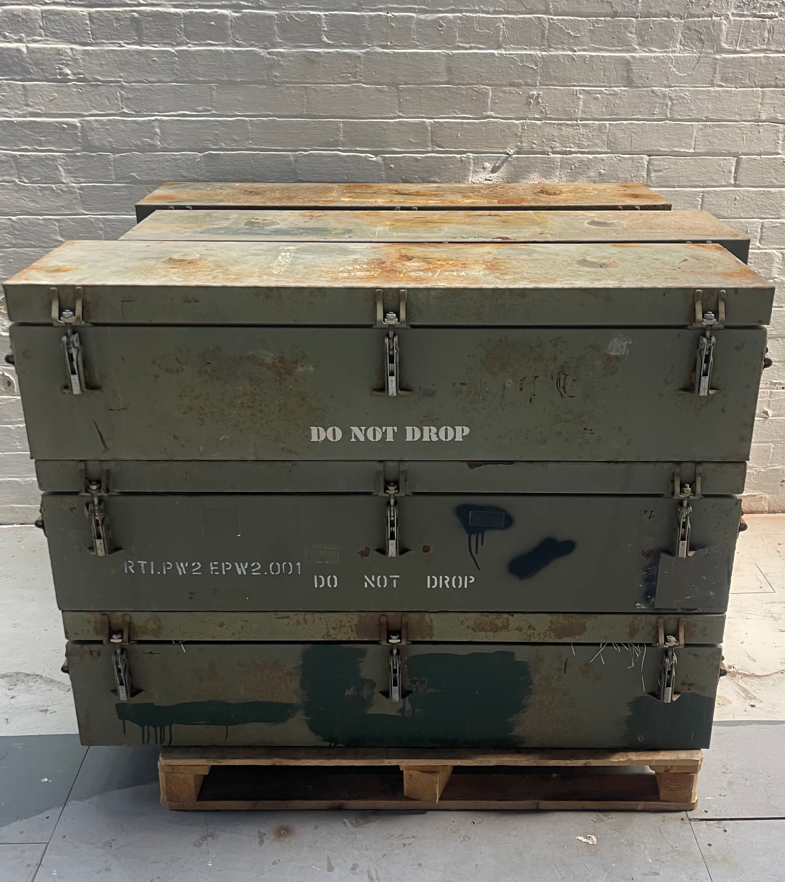 Powerhouse props vintage industrial ammo crates WW2 metal boxes world war two rental hire movie