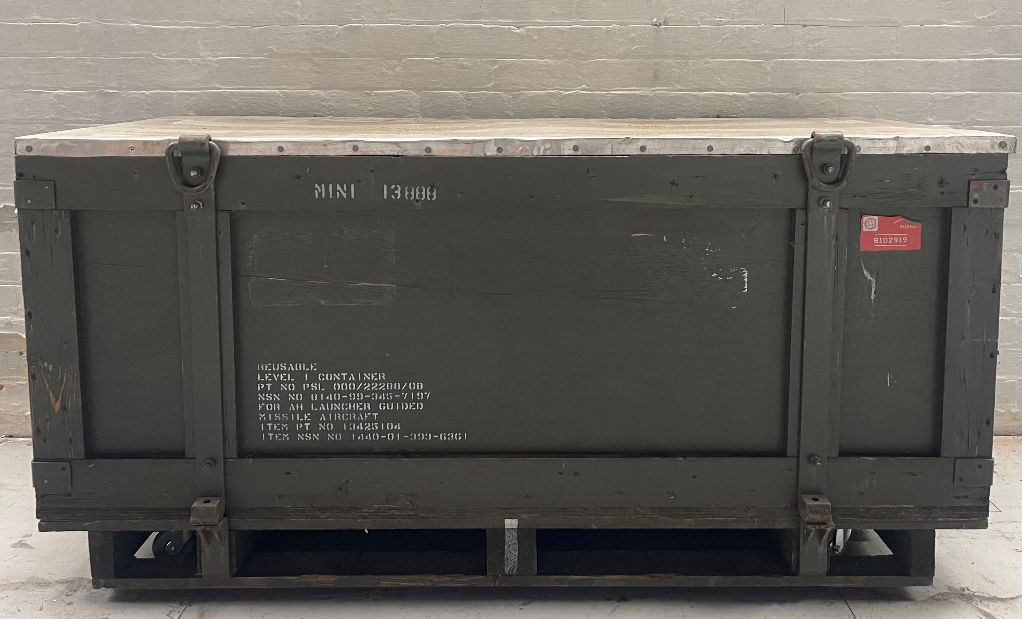Powerhouse props vintage industrial prop ammo case crate box large lid container missile rental film