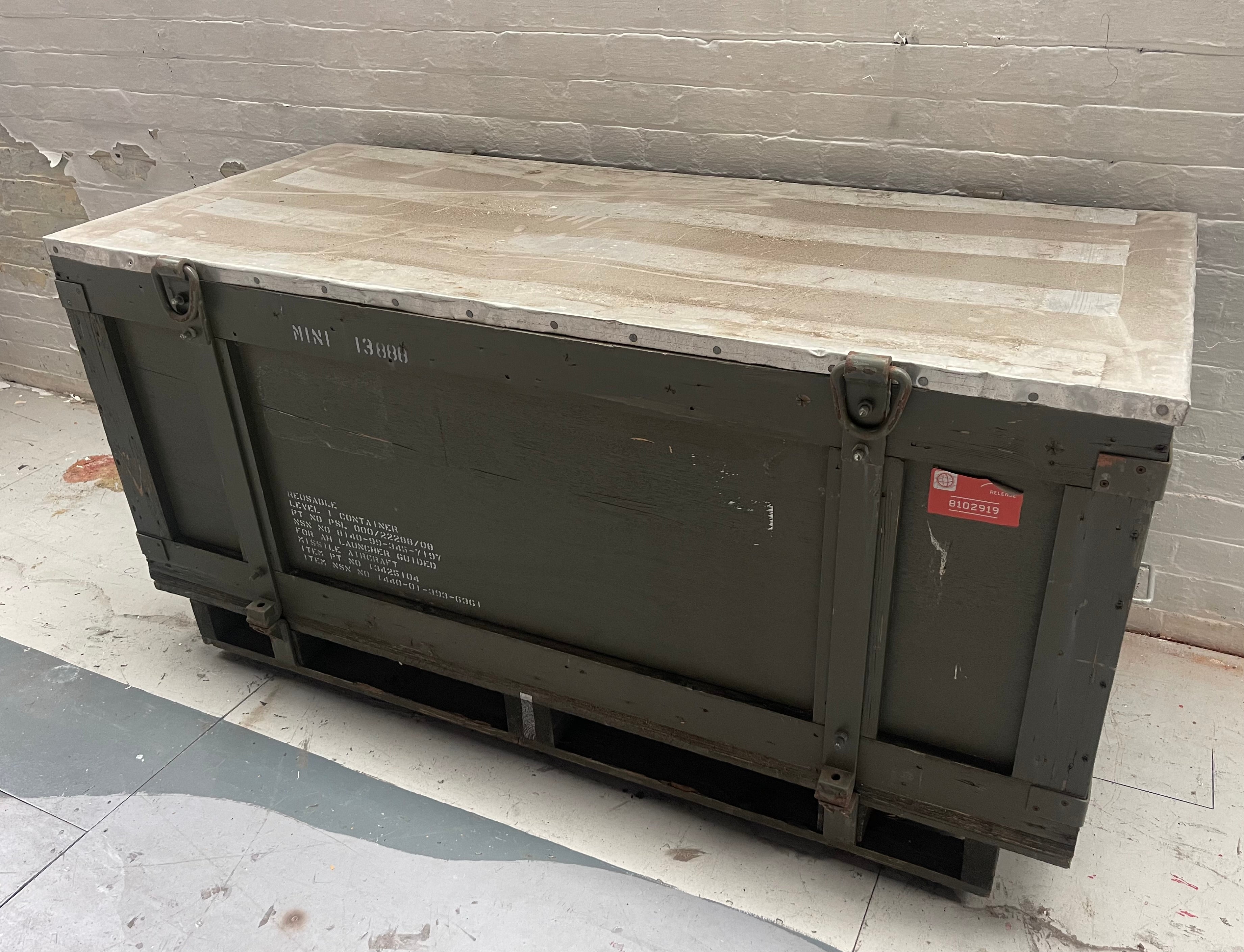 Powerhouse props vintage industrial prop ammo case crate box large lid container missile rental film movie film