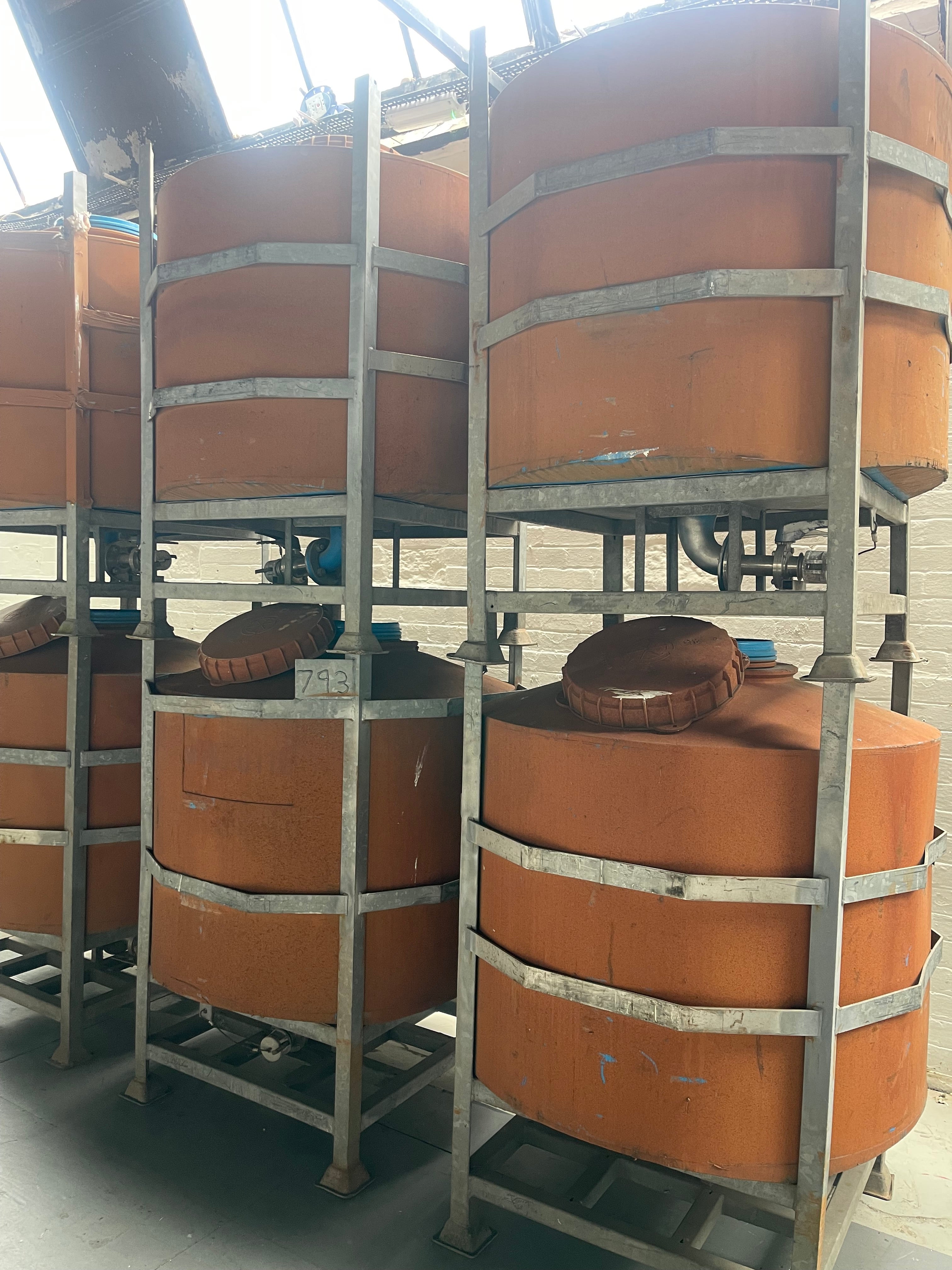 Powerhouse props vintage industrial silos rust rusty large container storage barrel stackable rental hire movie