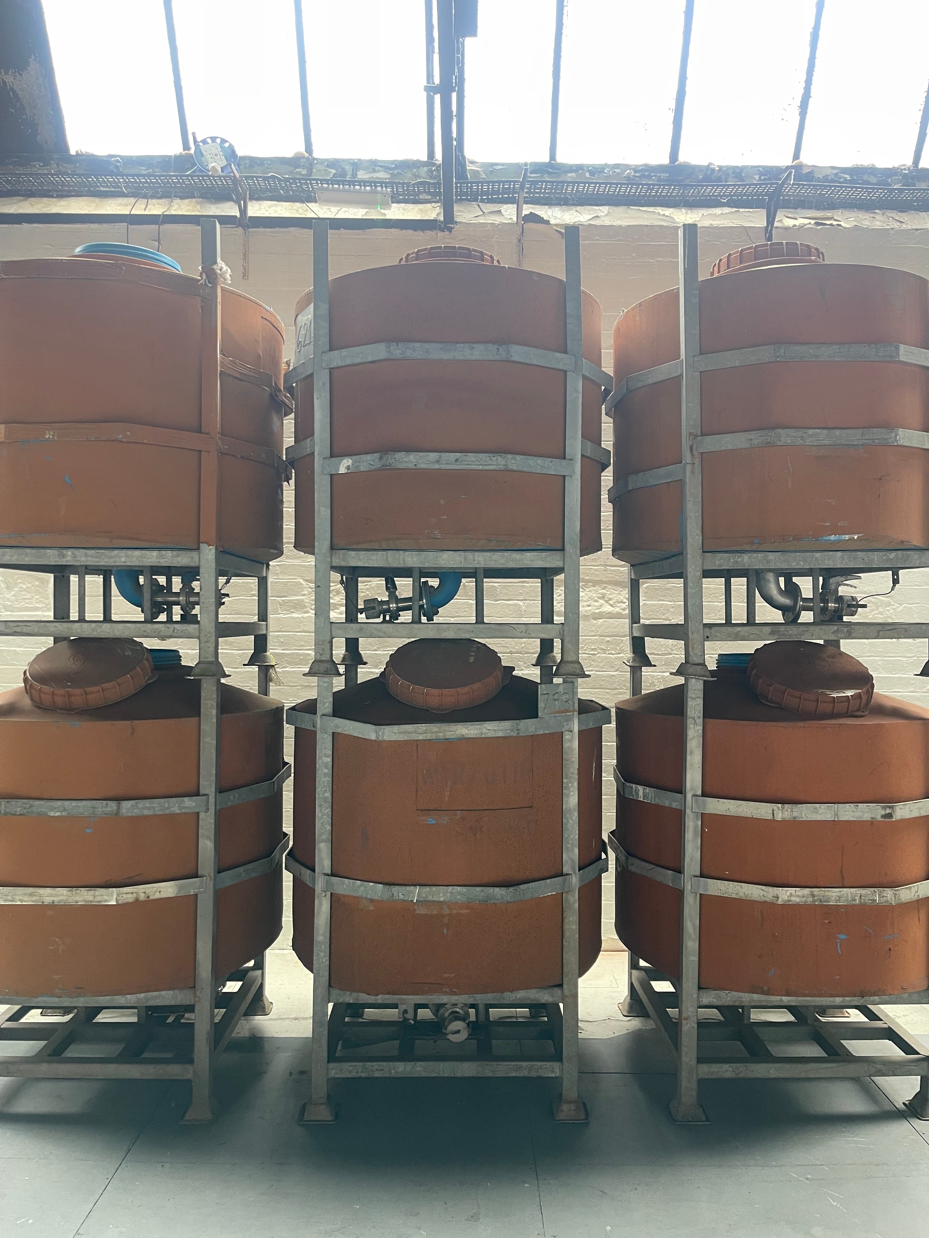 Powerhouse props vintage industrial silos rust rusty large container storage barrel stackable rental hire movie