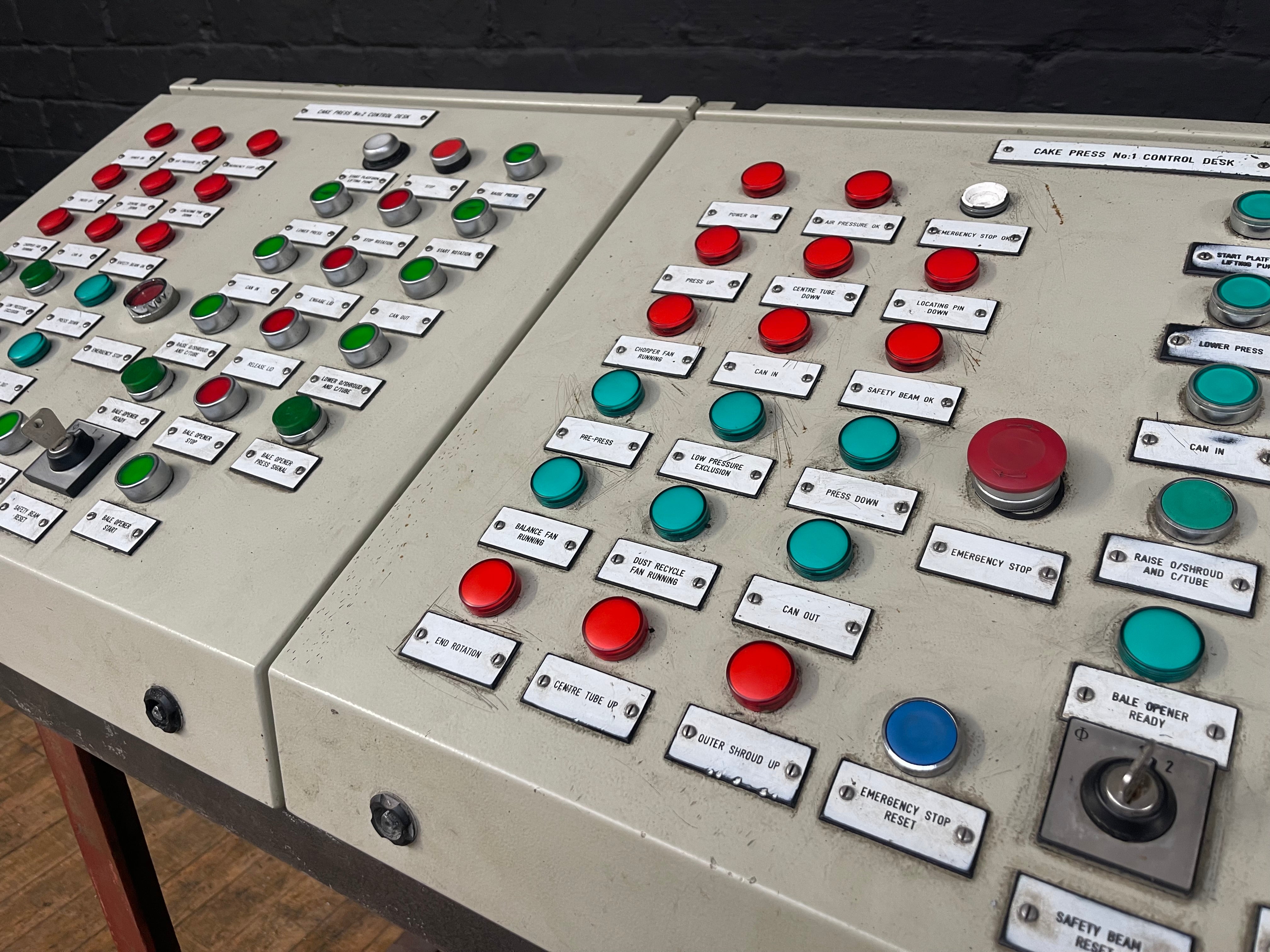 Powerhouse props vintage industrial switchgear button electrical console control panel rental hire movie panels
