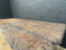 Powerhouse props vintage industrial wood wooden table top steel legs rusty movie film rental hire tv