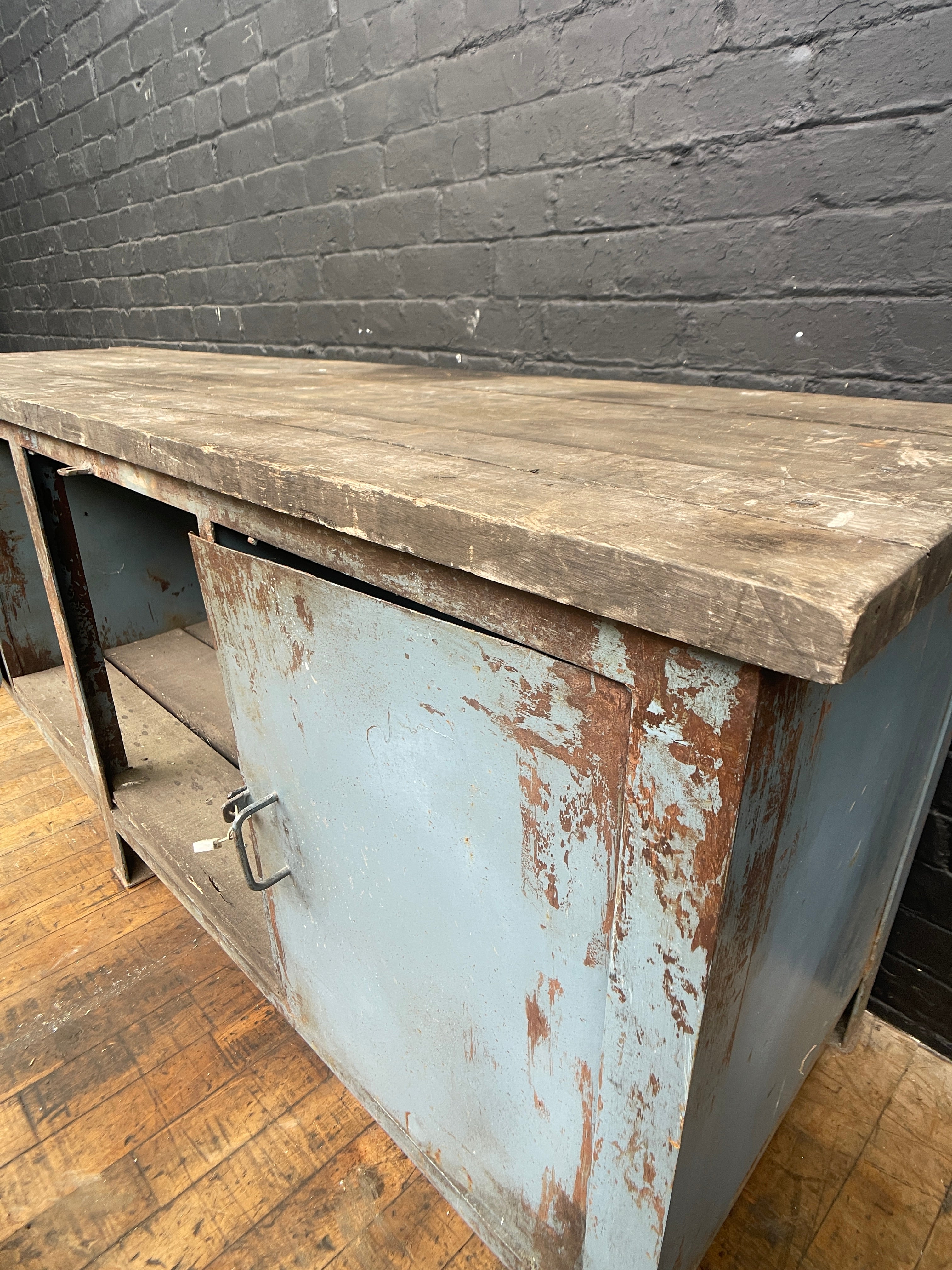 Powerhouseprops vintage hirer ental industrial workshop desk table drawers workbench tools